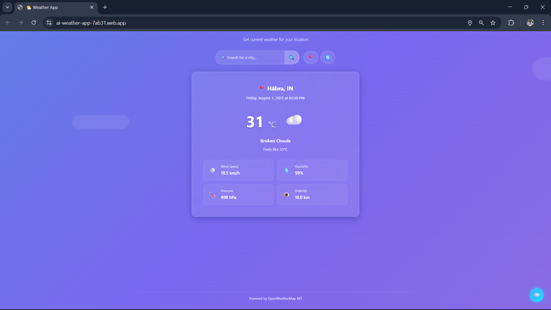 Real Time Weather App